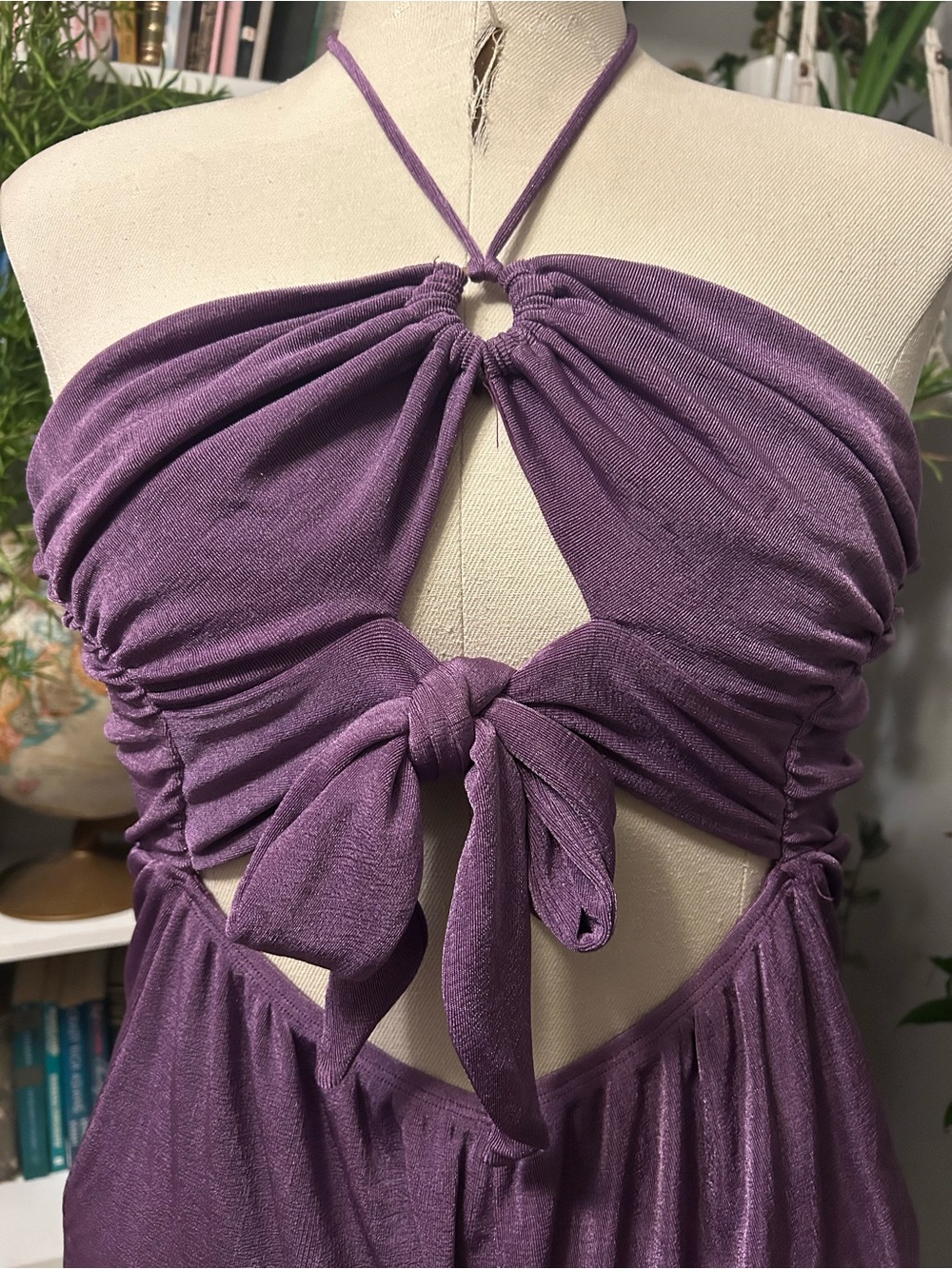 Princess Polly Purple Tie-Front Cutout Romper - Picture 2 of 6